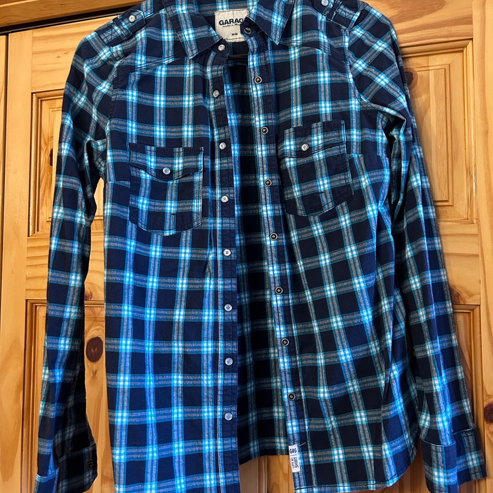 Garage Blue Plaid Men's Shirt